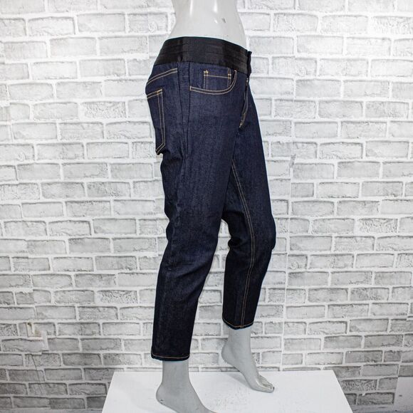 Comme de Garcons Junya Watanabe Crop Jeans Indigo satin pleated waist 36w - Picture 5 of 9